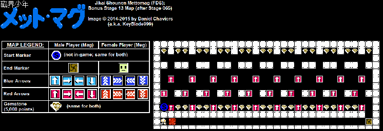 Thumbnail for a map of Bonus Stage 13 for the NES game Jikai Shounen Mettomag.