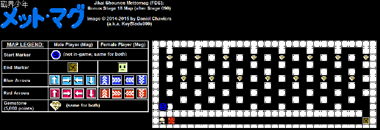 Thumbnail for a map of Bonus Stage 18 for the NES game Jikai Shounen Mettomag.