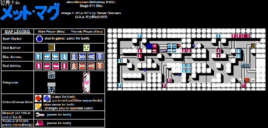 Thumbnail for a map of Stage 011 for the NES game Jikai Shounen Mettomag.