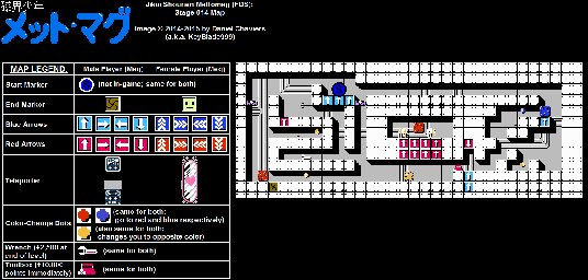 Thumbnail for a map of Stage 014 for the NES game Jikai Shounen Mettomag.