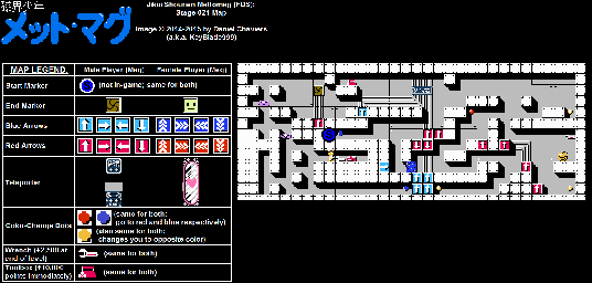 Thumbnail for a map of Stage 021 for the NES game Jikai Shounen Mettomag.