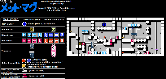 Thumbnail for a map of Stage 024 for the NES game Jikai Shounen Mettomag.