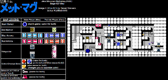 Thumbnail for a map of Stage 027 for the NES game Jikai Shounen Mettomag.