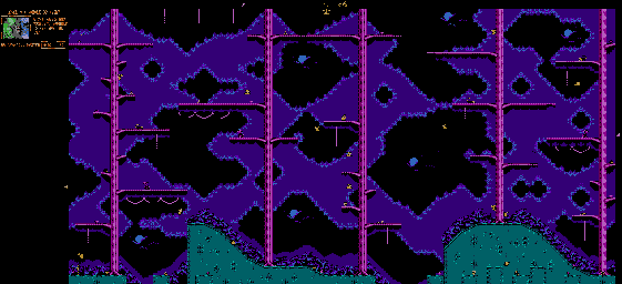 Thumbnail for a map of Level 9: Jungle By Night for the NES game The Jungle Book.