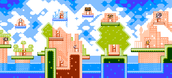 Thumbnail for a map of Level 2: Ice Cream Island for the NES game Kirby's Adventure.