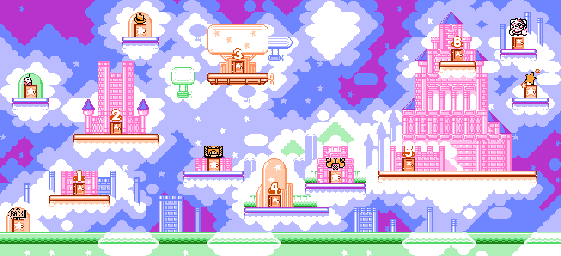 Thumbnail for a map of Level 4: Grape Garden for the NES game Kirby's Adventure.