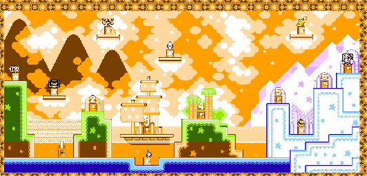 Thumbnail for a map of Level 6: Orange Ocean for the NES game Kirby's Adventure.