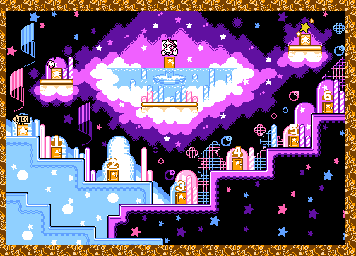 Thumbnail for a map of Level 7: Rainbow Resort for the NES game Kirby's Adventure.