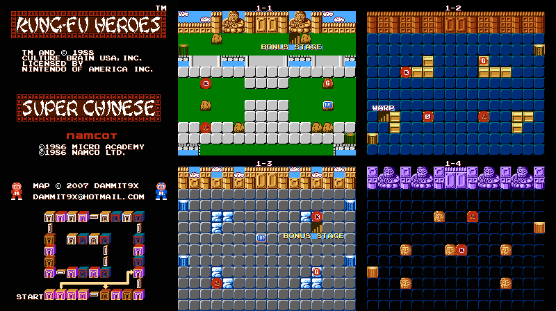 Thumbnail for a map of Castle 1 (Animated) for the NES game Kung-Fu Heroes.