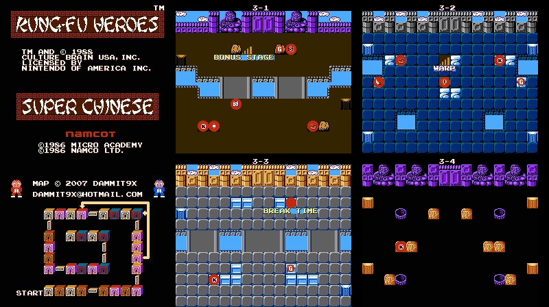 Thumbnail for a map of Castle 3 (Animated) for the NES game Kung-Fu Heroes.