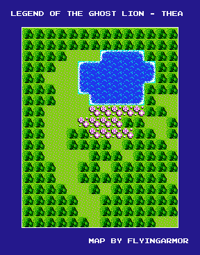 Thumbnail for a map of Thea for the NES game Legend Of The Ghost Lion.