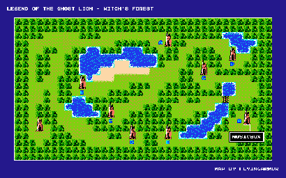 Thumbnail for a map of Witch's Forest for the NES game Legend Of The Ghost Lion.
