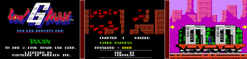 Thumbnail for a map of Chapter 1 Hidden: Cyber Express for the NES game Low G Man: The Low Gravity Man.