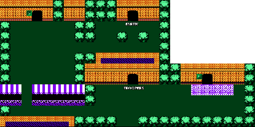 Thumbnail for a map of Chapter 1: Water World Mooroon Town Of Horen (Past) for the NES game The Magic Of Scheherazade.