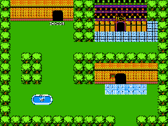 Thumbnail for a map of Chapter 1: Water World Mooroon Town Of Poponoll for the NES game The Magic Of Scheherazade.