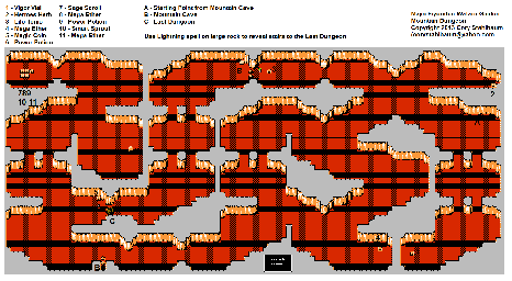 Thumbnail for a map of Mountain Dungeon for the NES game Majin Eiyuuden Wataru Gaiden.