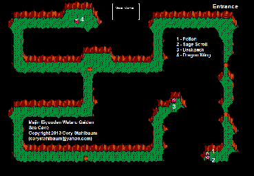 Thumbnail for a map of Sea Cave for the NES game Majin Eiyuuden Wataru Gaiden.