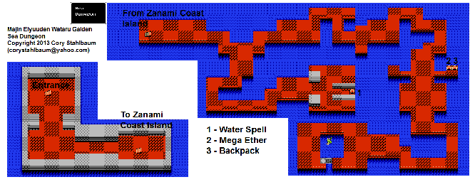 Thumbnail for a map of Sea Dungeon for the NES game Majin Eiyuuden Wataru Gaiden.