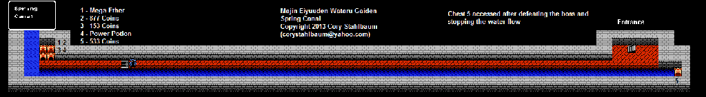 Thumbnail for a map of Spring Canal for the NES game Majin Eiyuuden Wataru Gaiden.