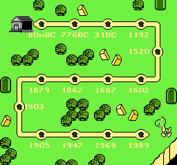 Thumbnail for a map of Corridors Of Time for the NES game Mario's Time Machine!.