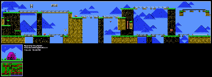 Thumbnail for a map of Grimace's Highlands Lvl 2: Moose Bridge for the NES game M.C. Kids.