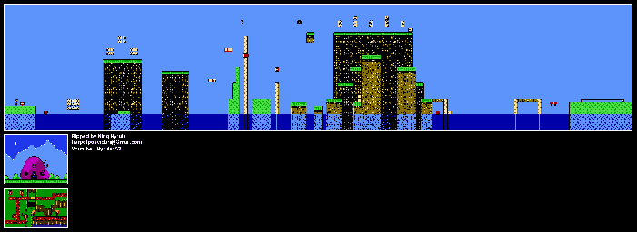 Thumbnail for a map of Grimace's Highlands Lvl 5: Danger Lake for the NES game M.C. Kids.