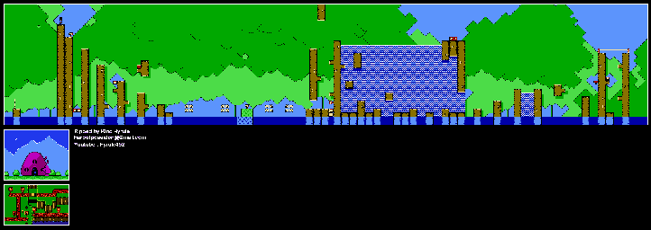 Thumbnail for a map of Grimace's Highlands Lvl 6: Far Falls Forest for the NES game M.C. Kids.