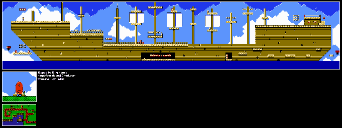 Thumbnail for a map of Professor's Workshop Lvl 5: Captain's Ship for the NES game M.C. Kids.