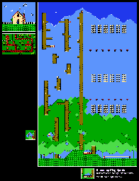 Thumbnail for a map of Ronald's Clubhouse Lvl 6: Towering Trees for the NES game M.C. Kids.