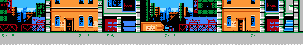 Thumbnail for a map of Round 1 Area 1 for the NES game Mighty Final Fight.