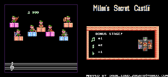 Thumbnail for a map of Bonus Stage for the NES game Milon's Secret Castle.