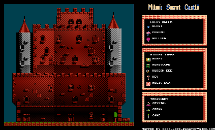 Thumbnail for a map of Castle Garland (Night) for the NES game Milon's Secret Castle.