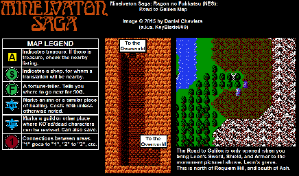 Thumbnail for a map of Road To Galilea for the NES game Minelvaton Saga.