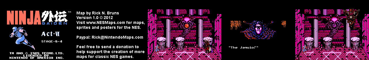 Thumbnail for a map of Act VI Scene 4 for the NES game Ninja Gaiden.