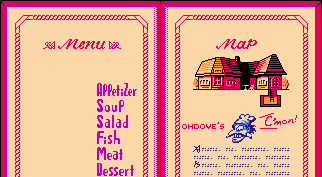 Thumbnail for a map of Menu & Map (In-Game Map) for the NES game Panic Restaurant.