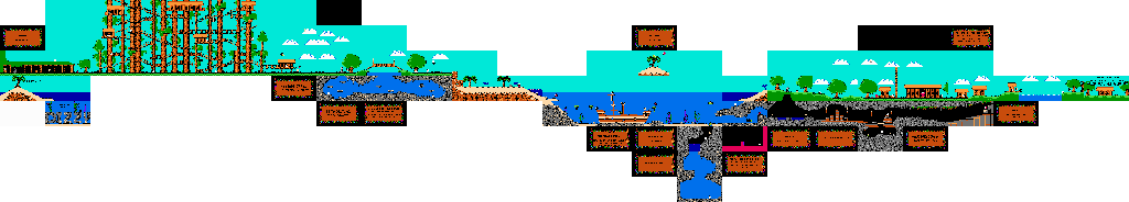 Thumbnail for a map of Treasure Island Dizzy Map (Unmarked) for the NES game Quattro Adventure.
