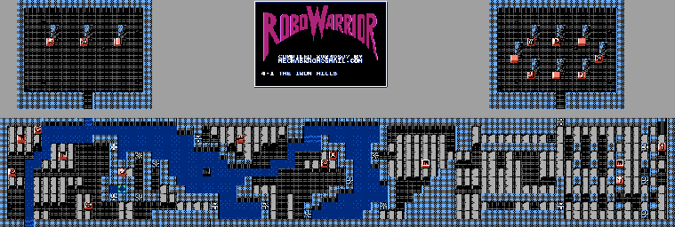 Thumbnail for a map of The Iron Hills Period 4-1 for the NES game RoboWarrior.