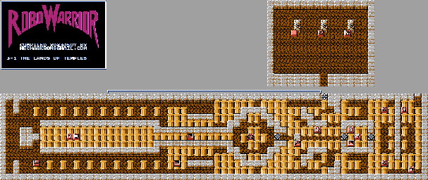 Thumbnail for a map of The Lands Of Temples Period 3-1 for the NES game RoboWarrior.