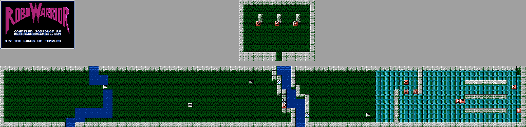 Thumbnail for a map of The Lands Of Temples Period 3-2 for the NES game RoboWarrior.