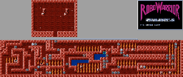 Thumbnail for a map of Outer City Period 7-1 for the NES game RoboWarrior.