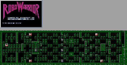 Thumbnail for a map of Outer City Period 7-4 for the NES game RoboWarrior.