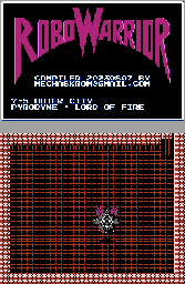 Thumbnail for a map of Outer City Period 7-5 - Pyrodyne - Lord Of Fire for the NES game RoboWarrior.