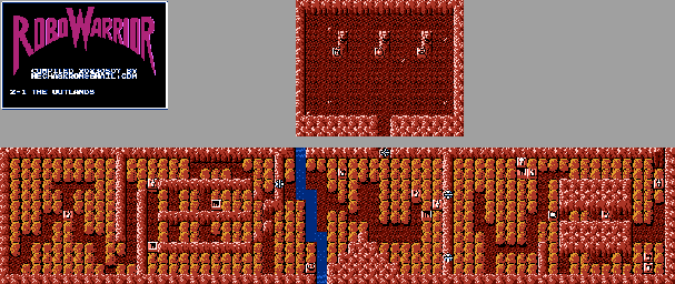 Thumbnail for a map of The Outlands Period 2-1 for the NES game RoboWarrior.