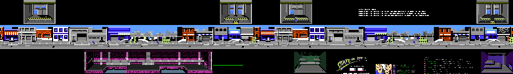 Thumbnail for a map of Adventure Level 1: Streets Of Elwood for the NES game Skate Or Die 2: The Search For Double.