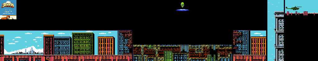 Thumbnail for a map of Stage 1: Megaro City for the NES game Sunman.