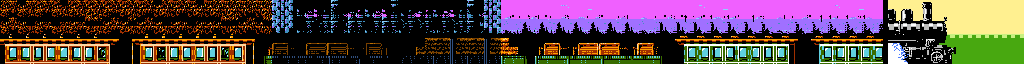 Thumbnail for a map of Stage 3: Rocky Mountains Railroad for the NES game Sunman.