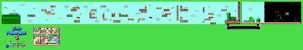 Thumbnail for a map of World 1 1-4 for the NES game Super Mario Bros. 3.