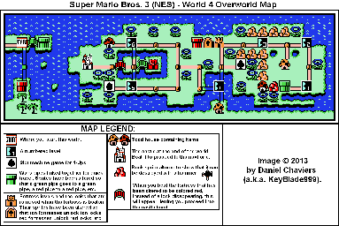 Thumbnail for a map of World 4 for the NES game Super Mario Bros. 3.