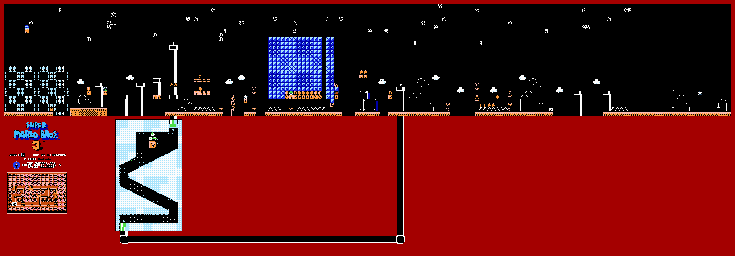 Thumbnail for a map of World 8 8-1 for the NES game Super Mario Bros. 3.