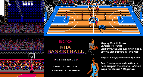 Thumbnail for a map of Basketball Court for the NES game Tecmo NBA Basketball.